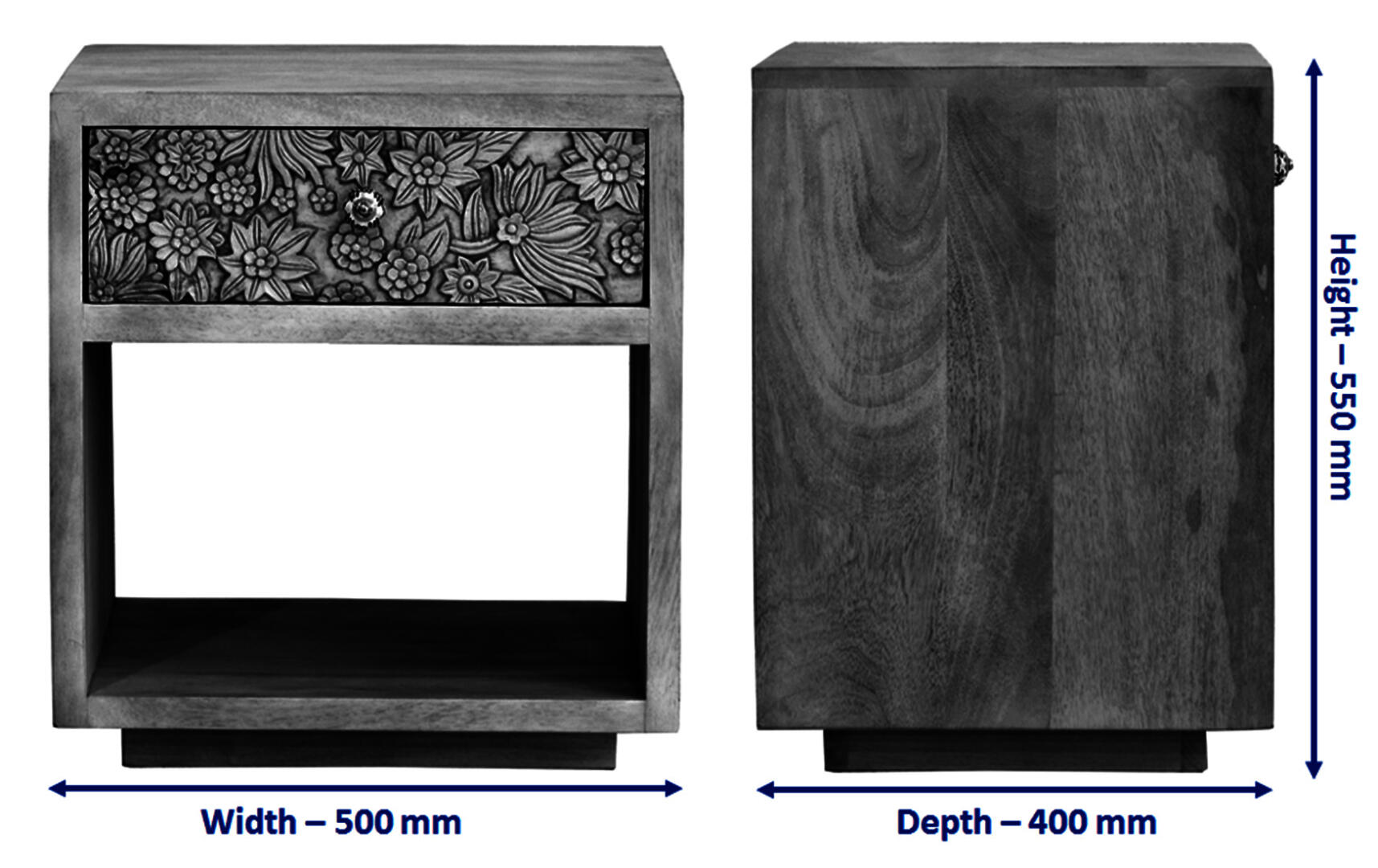 Lisa Carving Side/Bedside Table - White - Image 6